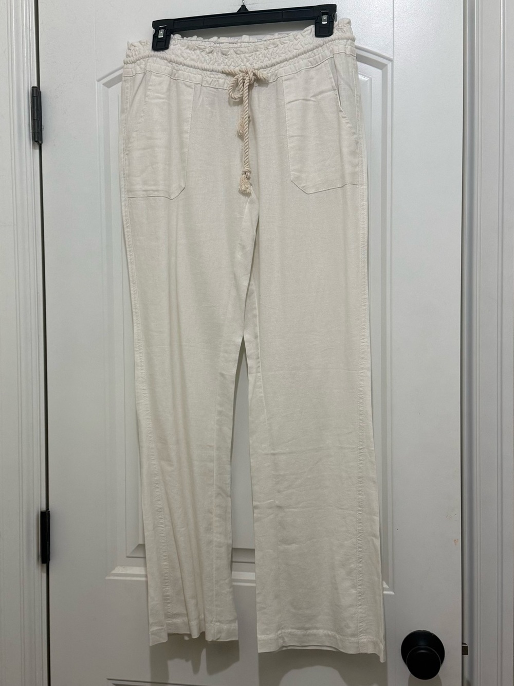 Roxy Oceanside Linen Blend Beach Pants in Sea Salt - Womens Medium
